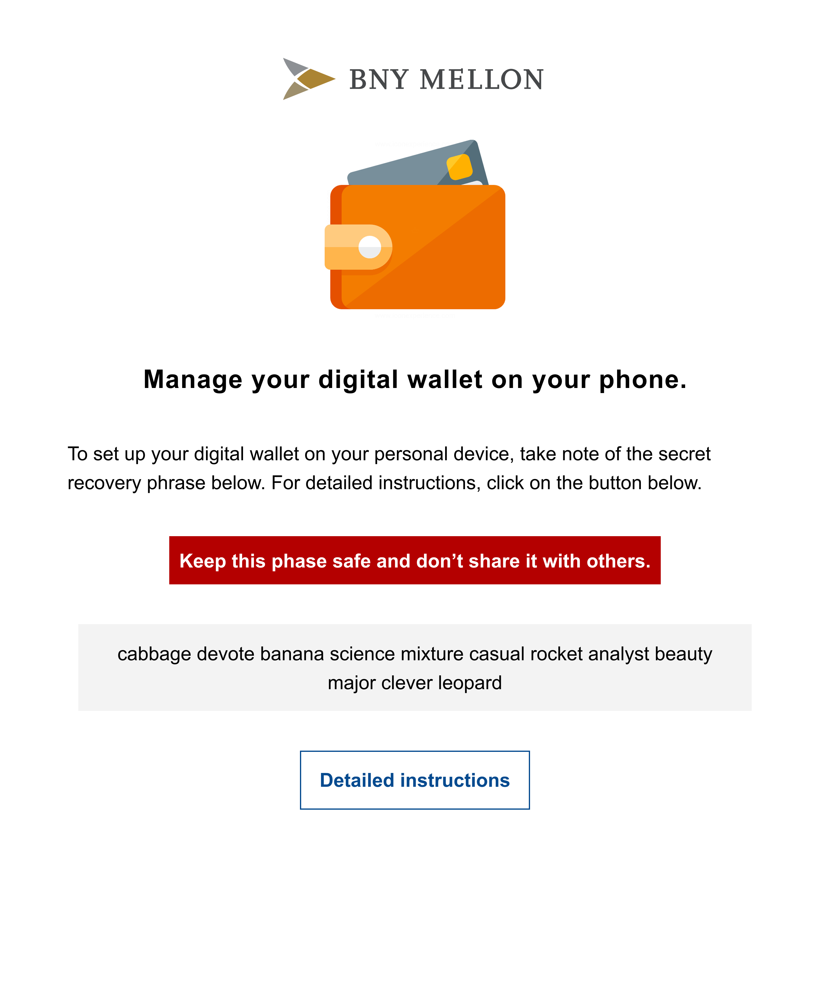 BNY Mellon rich email Digital Wallet