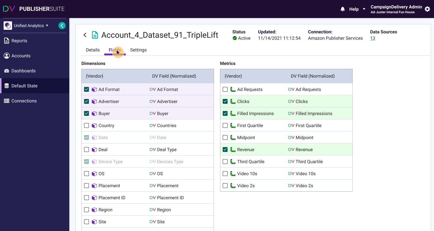 DoubleVerify data visualization — analytics reporting screen