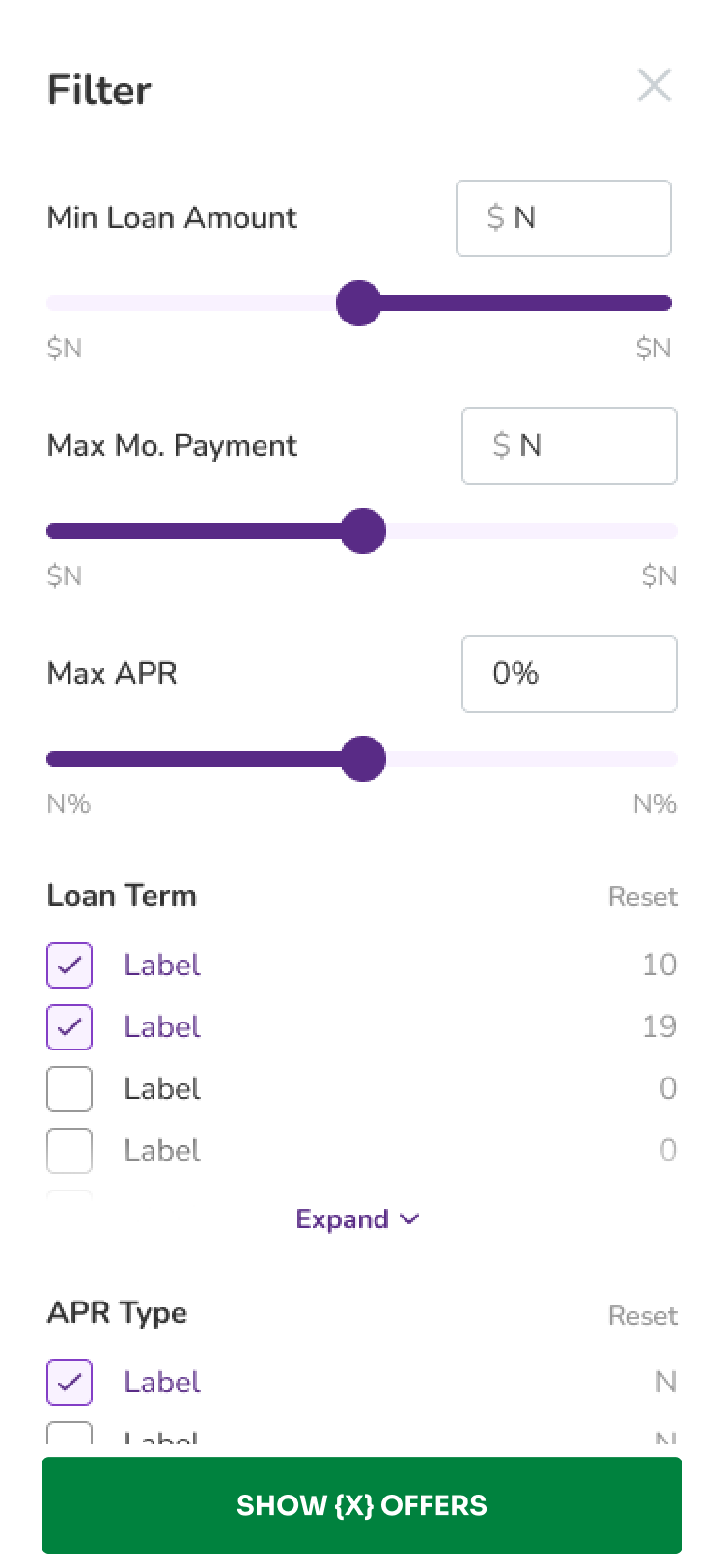 Mobile screen 3 of Fiona financial services product screens