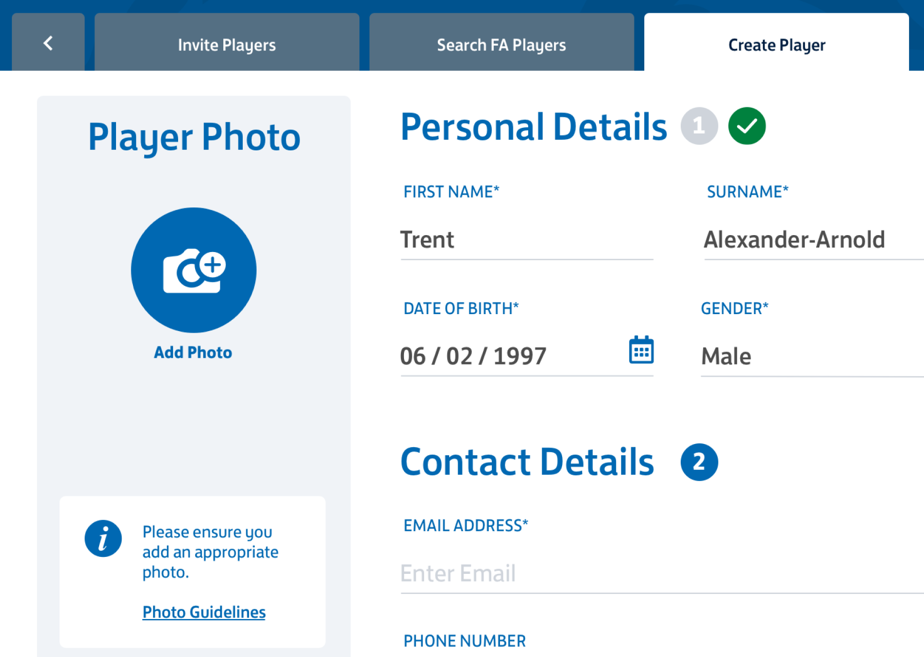 The FA redesigned platform — brand-centered design components